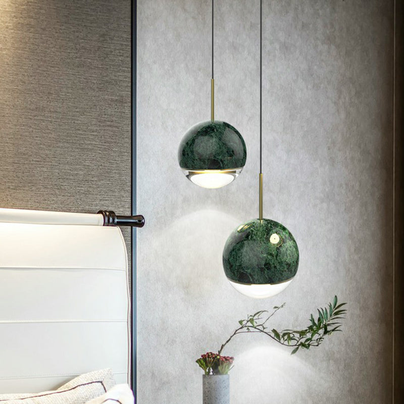 Modern Nordic Marble LED Hanging Lamp for Dining Room with Glass Bottom Ceiling Pendant Light