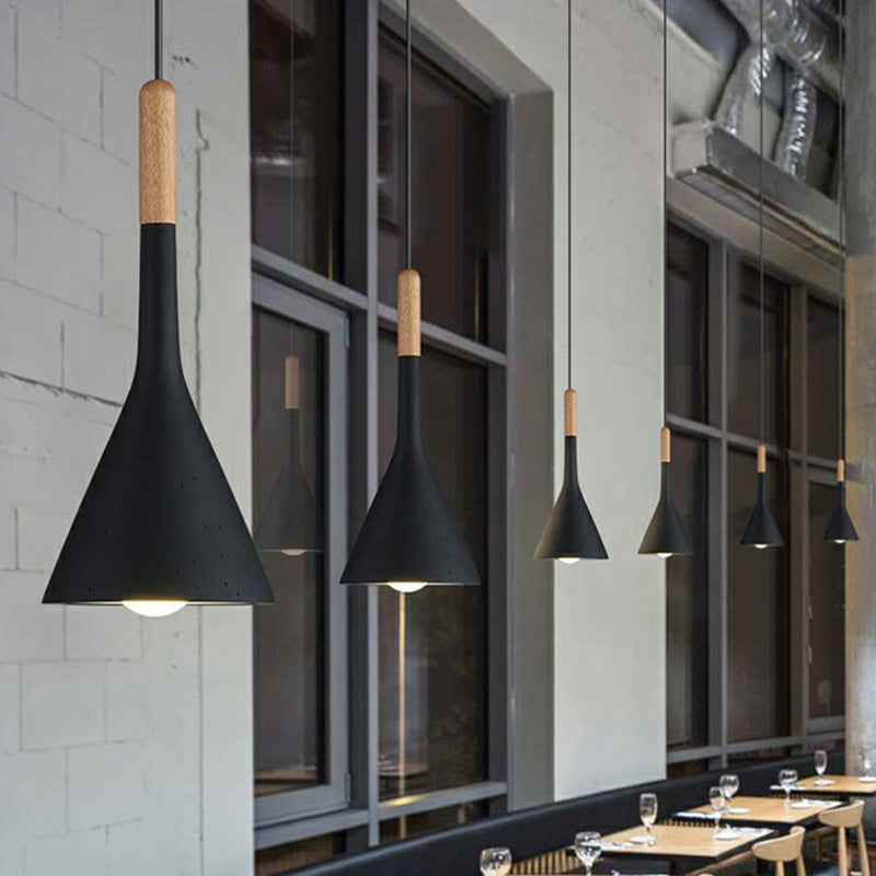 Modern Nordic Pendant Lamp with Funnel Shape - Resin, 1 Head, Cement Look