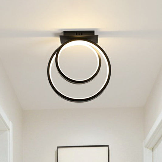 Minimalistic Halo Ring LED Ceiling Light in Black Metal Flush Mount
