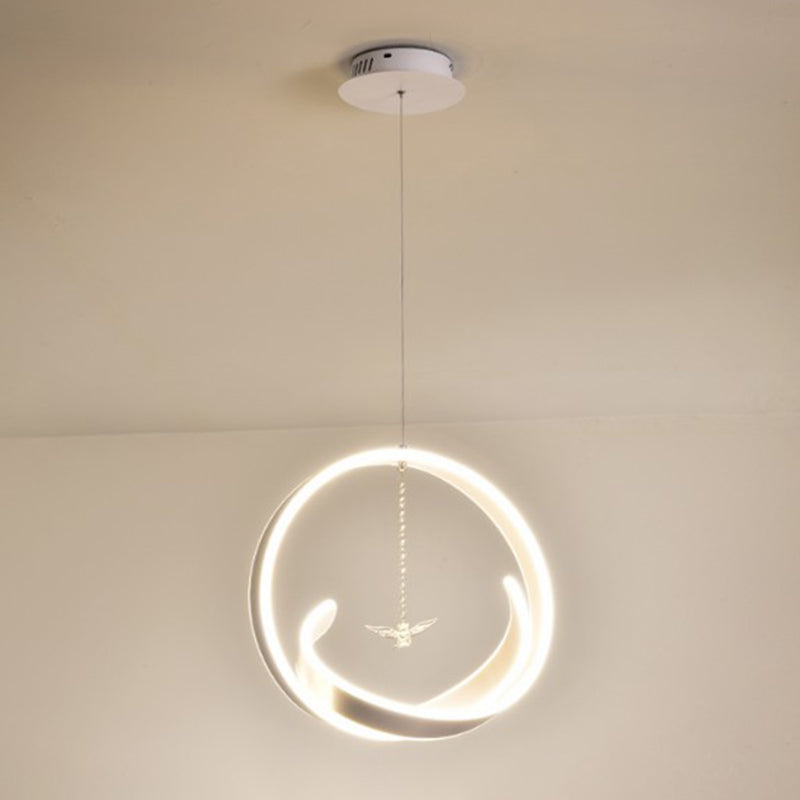Art Deco Metallic Pendant Led Chandelier For Dining Room White / Bird