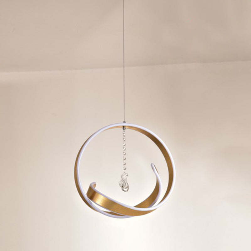 Modern Metallic LED Chandelier: Art Deco Loop Pendant Light for Dining Room