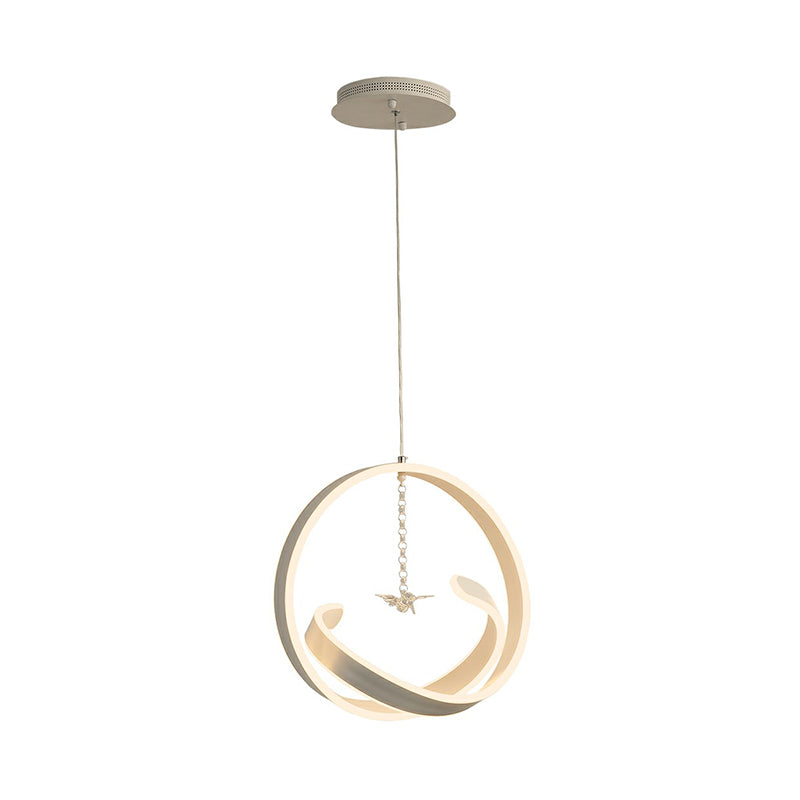 Modern Metallic LED Chandelier: Art Deco Loop Pendant Light for Dining Room