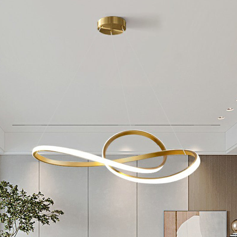 Gold Finish LED Chandelier with Musical Notes - Perfect for Minimalist Living Rooms