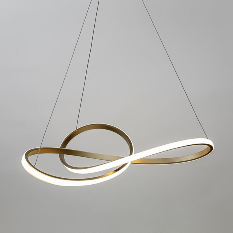 Led Musical Note Chandelier - Minimalist Metal Gold Finish Living Room Hanging Light