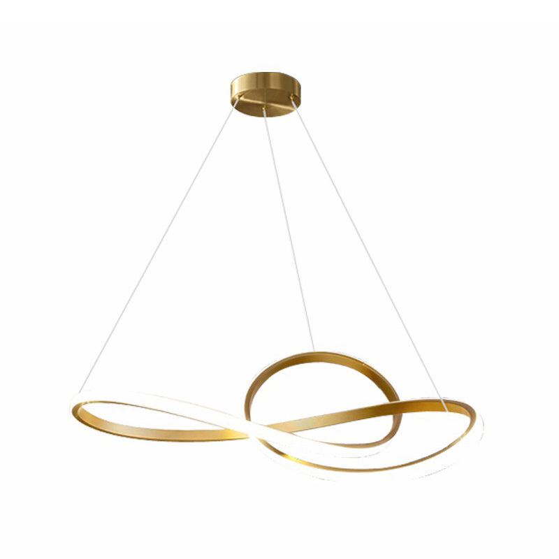Led Musical Note Chandelier - Minimalist Metal Gold Finish Living Room Hanging Light