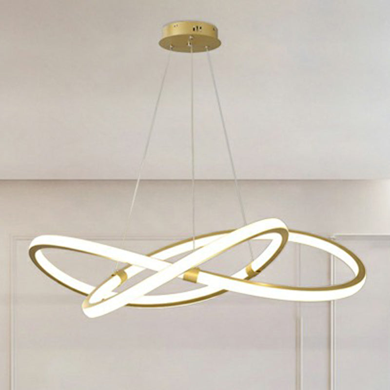 Lustre nordique à LED doré pour chambre à coucher - Suspension en aluminium torsadé