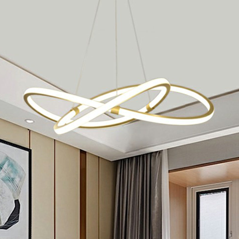 Lustre nordique à LED doré pour chambre à coucher - Suspension en aluminium torsadé
