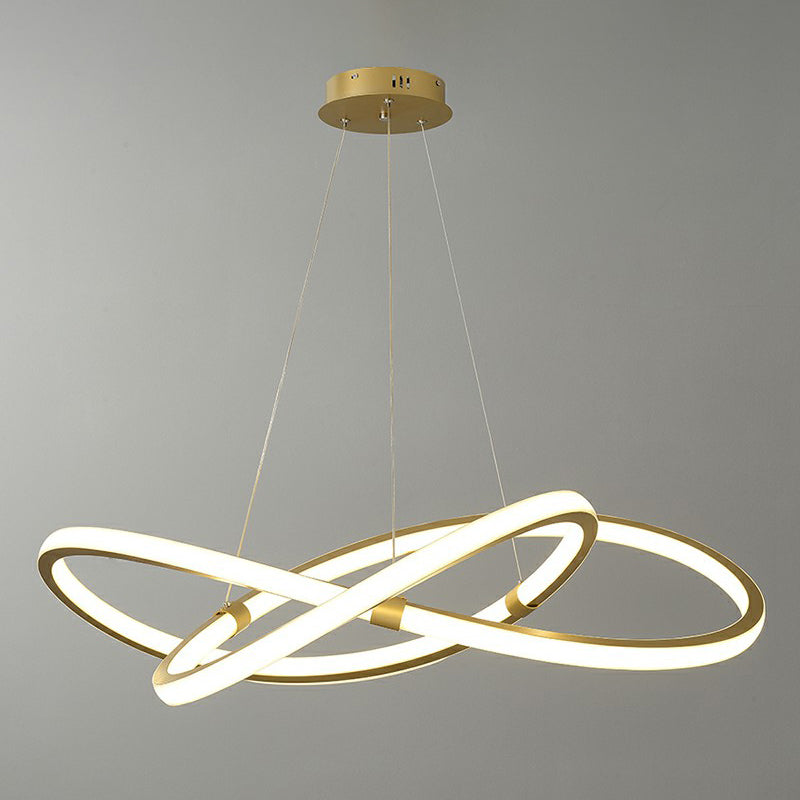 Lustre nordique à LED doré pour chambre à coucher - Suspension en aluminium torsadé