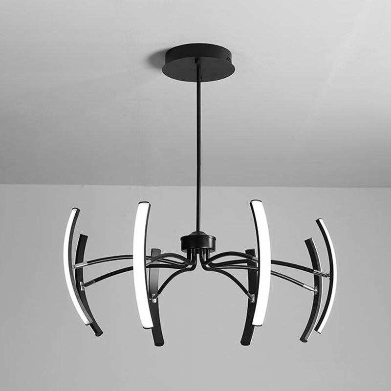 Black Rotating Stick LED Chandelier: Minimalist Acrylic Hanging Lamp for Dining Room
