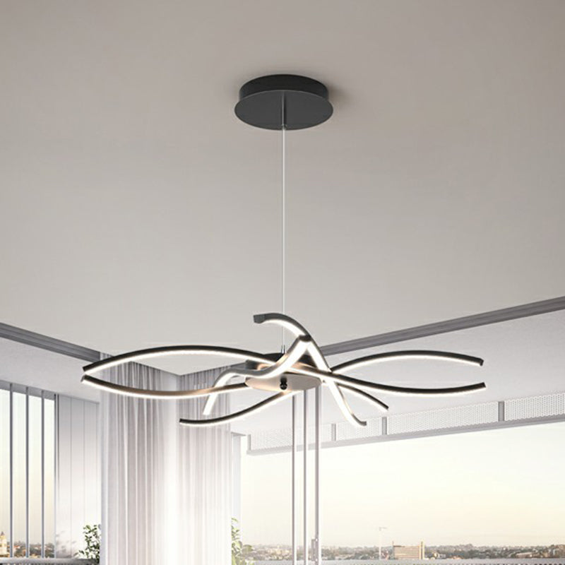 LED Floral Chandelier: Elegant Metallic Simplicity for Living Room Lighting