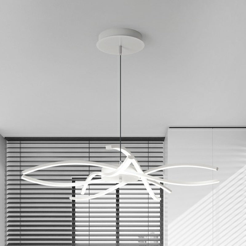 Led Floral Living Room Chandelier: Beautifully Suspended Metallic Simplicity White / 40
