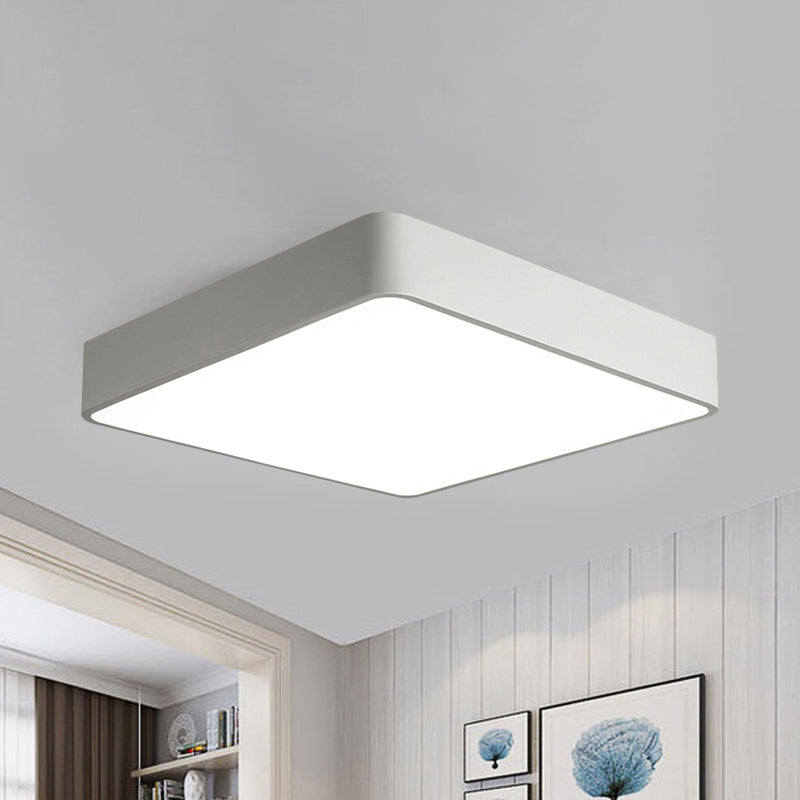 Modern LED Metal Flush Mount Light Fixture - White/Black Square - 14"/18"/23.5" Wide - Living Room
