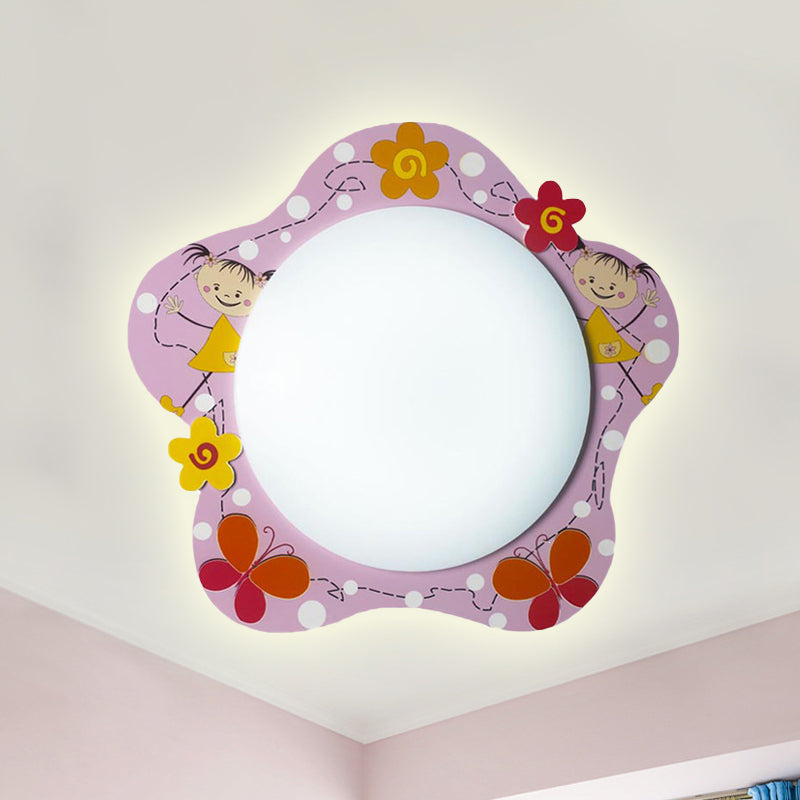 Plafonnier en acrylique rose floral : joli luminaire encastré pour chambre de fille et couloir