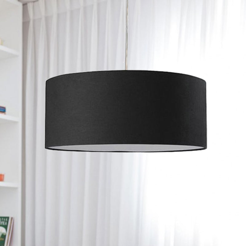 Plafonnier LED minimaliste en tissu noir avec tambour de 12"/16"/19,5" de diamètre
