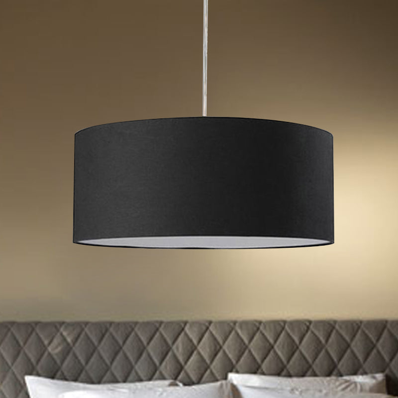 Plafonnier LED minimaliste en tissu noir avec tambour de 12"/16"/19,5" de diamètre