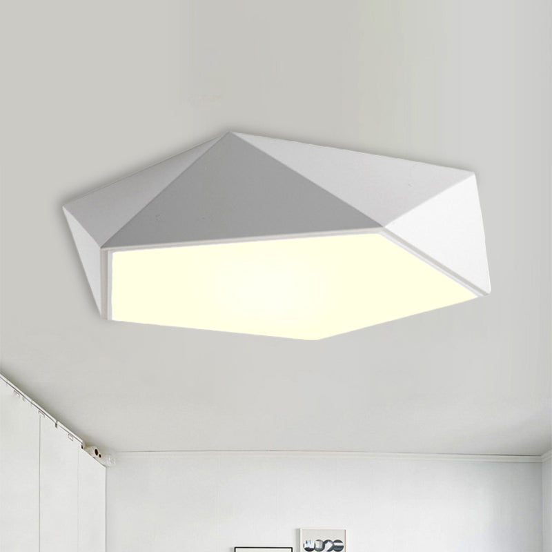Geometric Metal Flush Mount Lighting with LED - White/Black 16.5"/20.5"/24.5" Wide