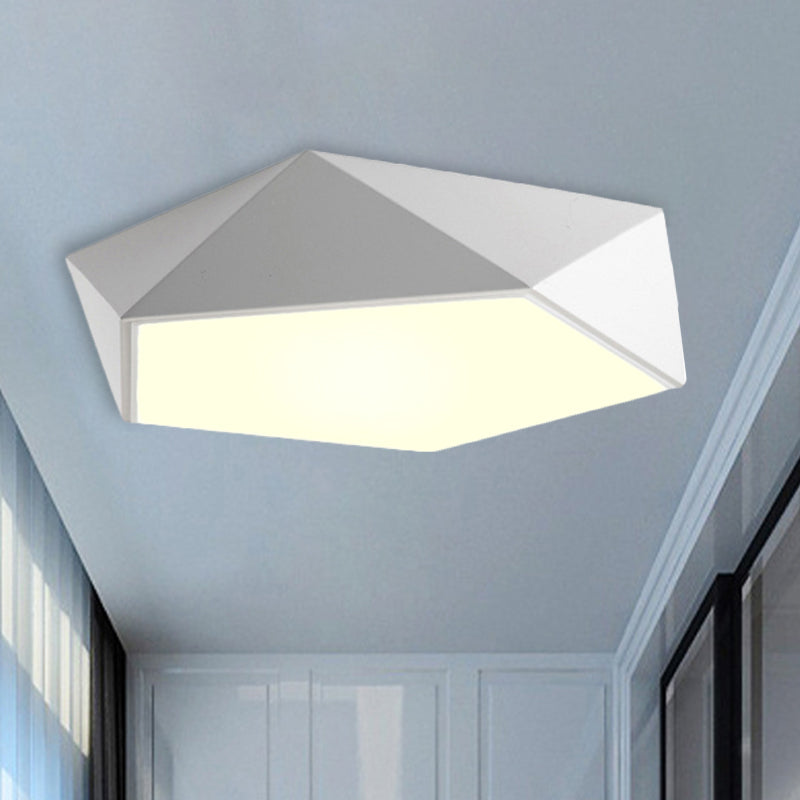 Geometric Metal Flush Mount Lighting with LED - White/Black 16.5"/20.5"/24.5" Wide