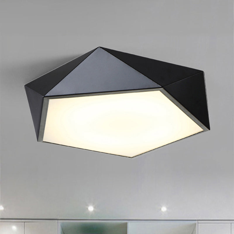 Geometric Metal Flush Mount Lighting with LED - White/Black 16.5"/20.5"/24.5" Wide