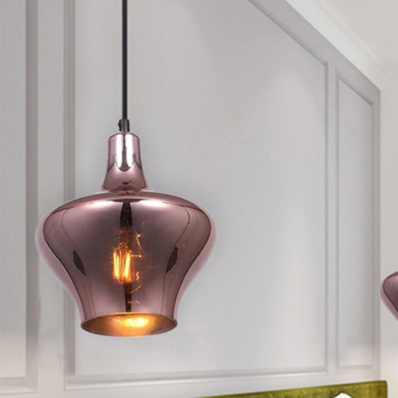 Copper Pendant Light Fixture With Gourd/Bell/Urn Mirror Glass Shade - Modern And Elegant Lighting