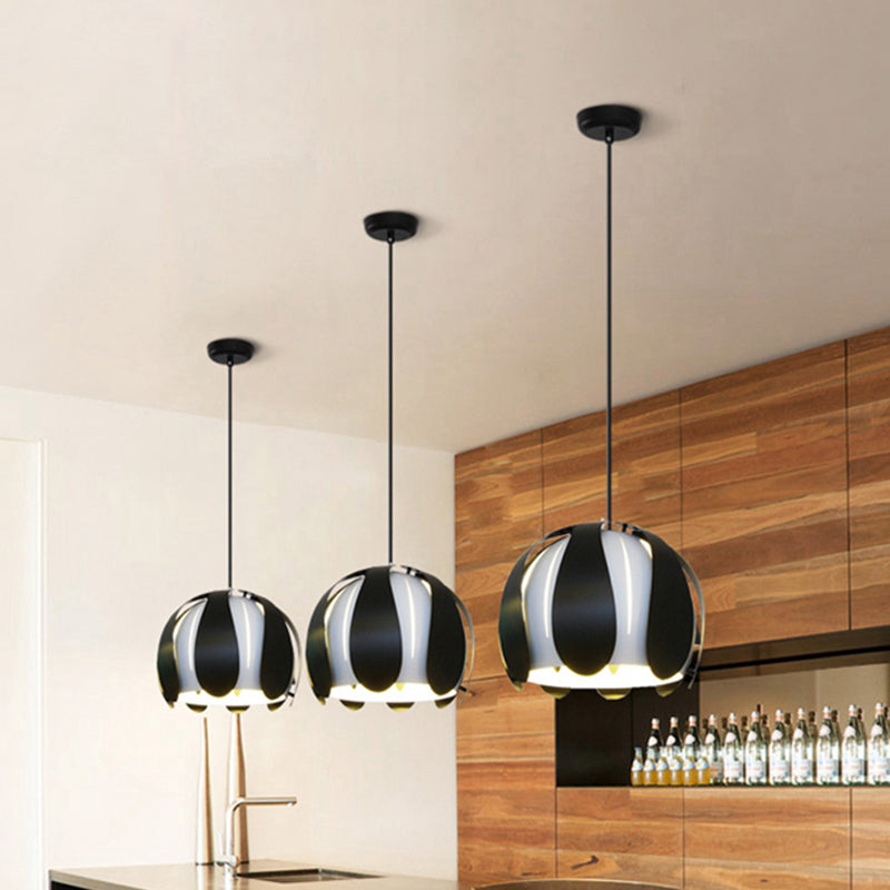 Modern Metal Bud Shade Ceiling Lamp: Black/Pink/Yellow Pendant Light Fixture For Dining Room -