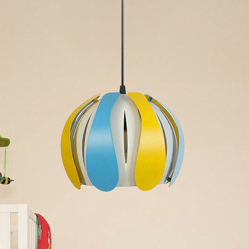 Modern Metal Bud Shade Ceiling Lamp: Black/Pink/Yellow Pendant Light Fixture For Dining Room -