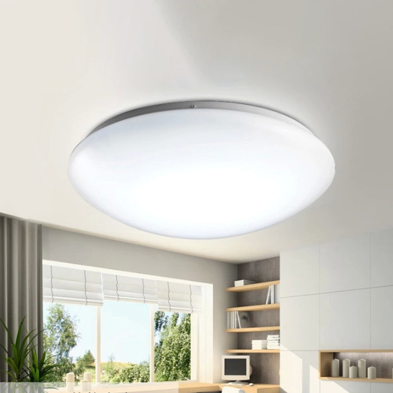 Minimalist Circular White Ceiling Light Fixture with Acrylic Shade - Sizes Available