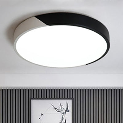 Round Flush Mount LED Ceiling Lamp in Macaron Acrylic and Metal - Available in 3 Sizes and 3 Color Options - Ideal for Bedroom