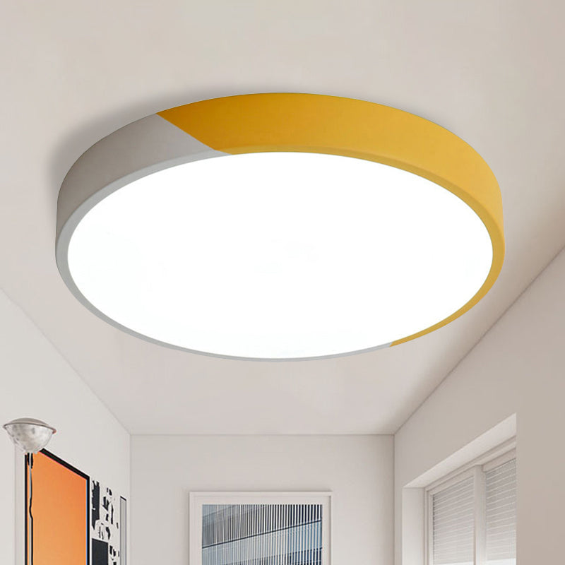 Round Flush Mount LED Ceiling Lamp in Macaron Acrylic and Metal - Available in 3 Sizes and 3 Color Options - Ideal for Bedroom
