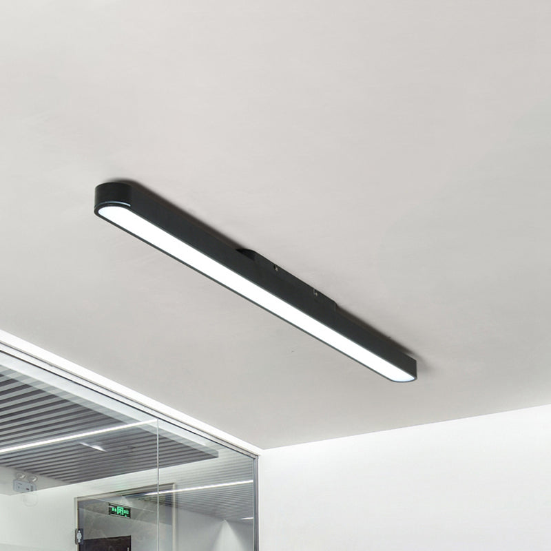 Modern Black/Silver Oval LED Flush Light for Office - 23.5"/35.5"/47" Wide