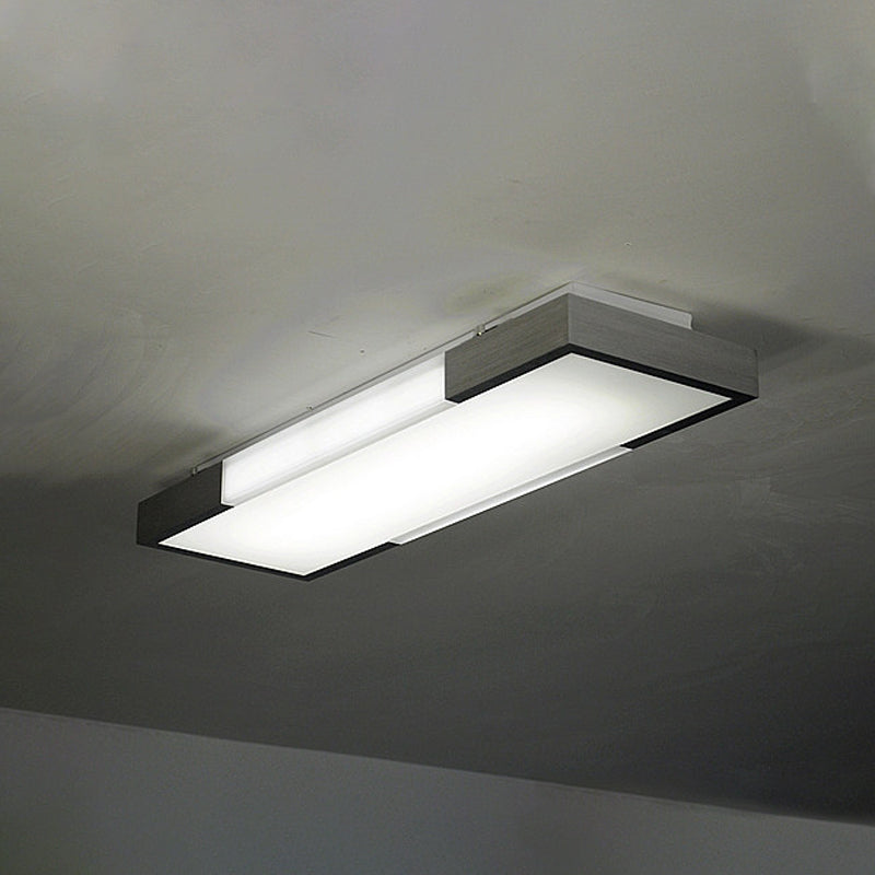 Sleek Simplicity Rectangular Flush Mount Lamp - 8"/15" Wide, Metal, 24.5"/35.5" Long - LED Cloakroom Flush Light Fixture in Black/Silver