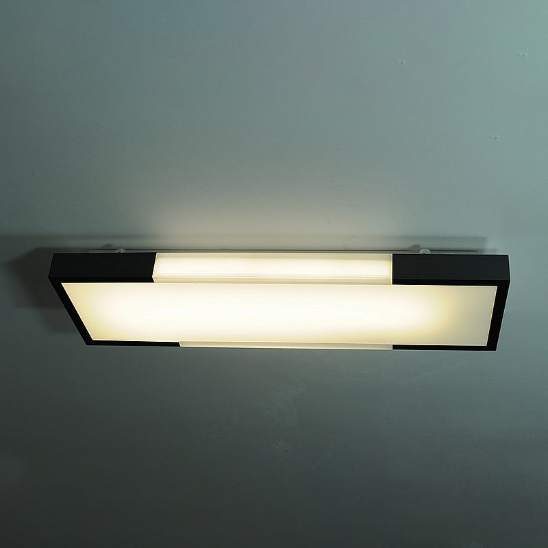 Sleek Simplicity Rectangular Flush Mount Lamp - 8"/15" Wide, Metal, 24.5"/35.5" Long - LED Cloakroom Flush Light Fixture in Black/Silver