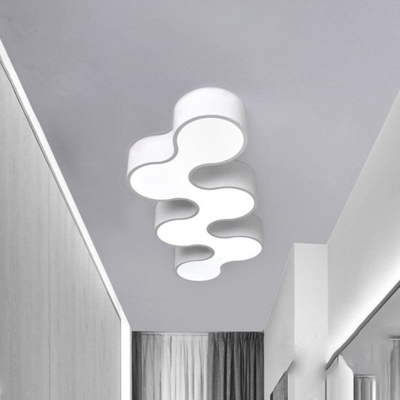 Contemporary Wavy Design Acrylic Flush Mount LED Ceiling Light for Bedroom in Warm/White