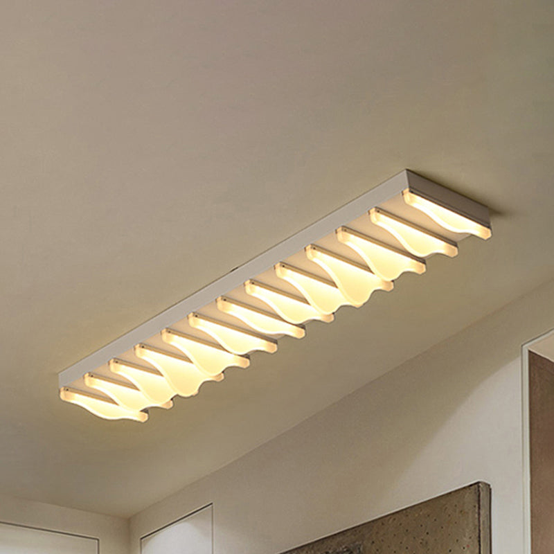 Modern LED Rectangular Ceiling Flush Light Fixture - 16"/23.5"/31.5" Wide - White Flushmount - Warm/White Light