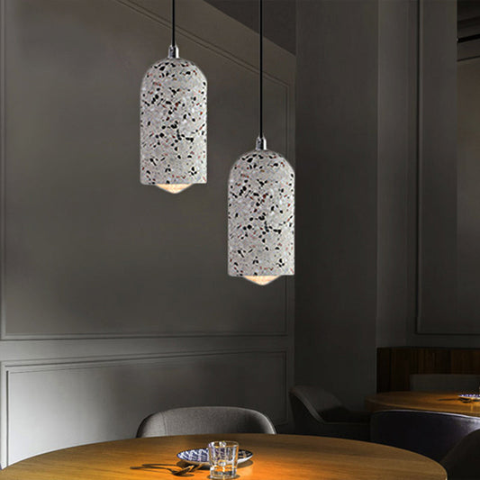 Modern Cylinder Pendant Light Fixture: Cement 1-Light Hanging Lamp for Dining Room in White/Red/Blue