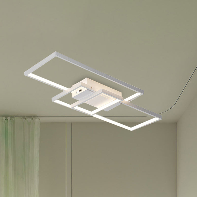 Contemporary Acrylic Led Flush Ceiling Light - 33.5/41 Wide Flushmount Lighting In Black/White
