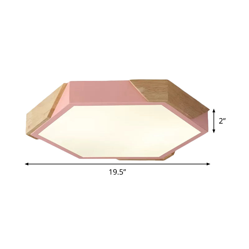 Nordic Style LED Flush Mount Lamp for Kindergarten Classroom Ceiling - Hexagon Design