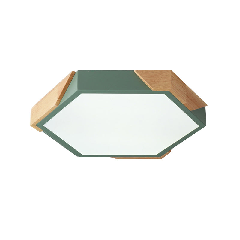 Nordic Style LED Flush Mount Lamp for Kindergarten Classroom Ceiling - Hexagon Design