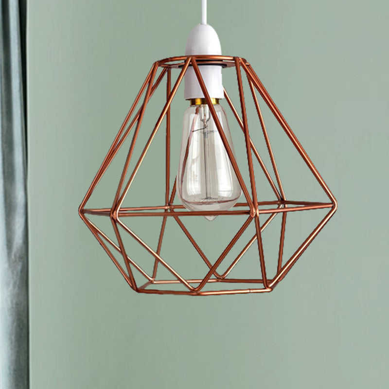 Suspension industrielle à cadre en fil de fer jaune/blanc - Lampe en métal moderne pour salon
