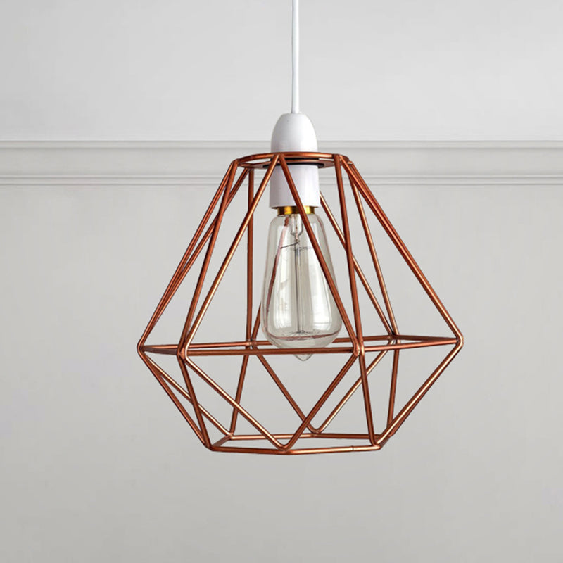 Suspension industrielle à cadre en fil de fer jaune/blanc - Lampe en métal moderne pour salon