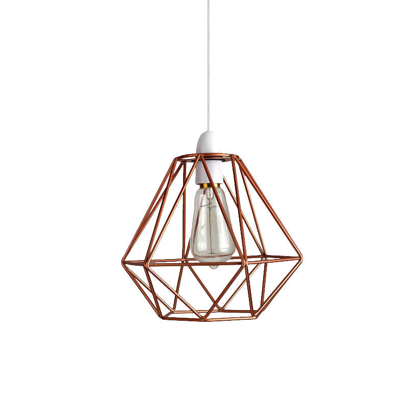 Suspension industrielle à cadre en fil de fer jaune/blanc - Lampe en métal moderne pour salon