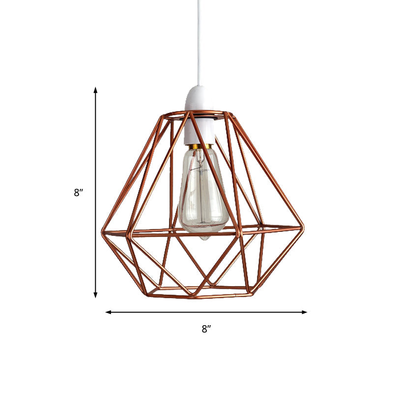 Yellow/White Metal Industrial Loft Pendant Light For Living Room - Wire Frame Hanging Lamp
