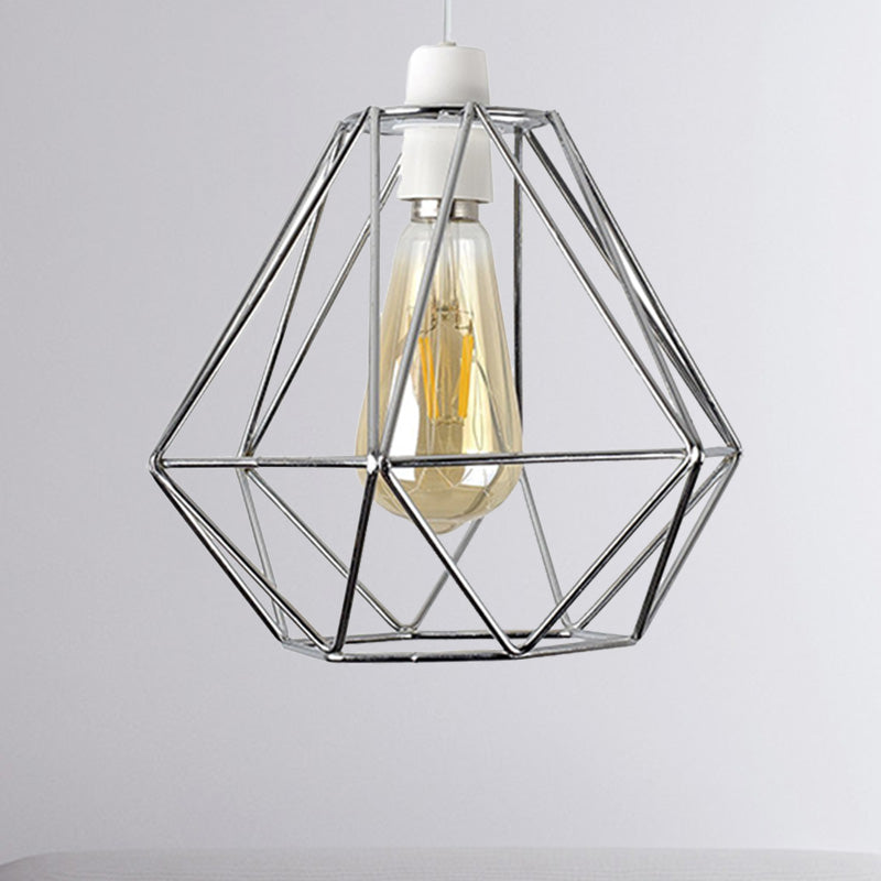 Suspension industrielle à cadre en fil de fer jaune/blanc - Lampe en métal moderne pour salon