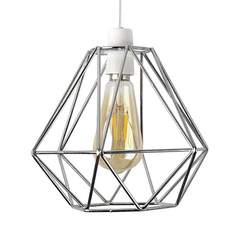Suspension industrielle à cadre en fil de fer jaune/blanc - Lampe en métal moderne pour salon