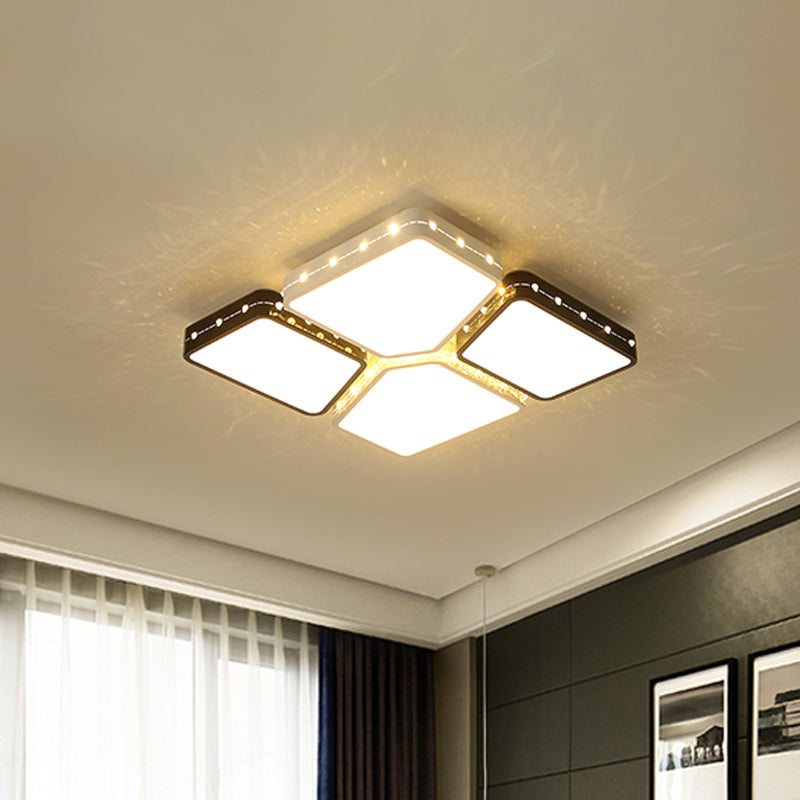 Modernist Style Acrylic Flush Mount Bedroom Lighting - 19.5"/23.5" Square LED Ceiling Light in White, Warm/White Light