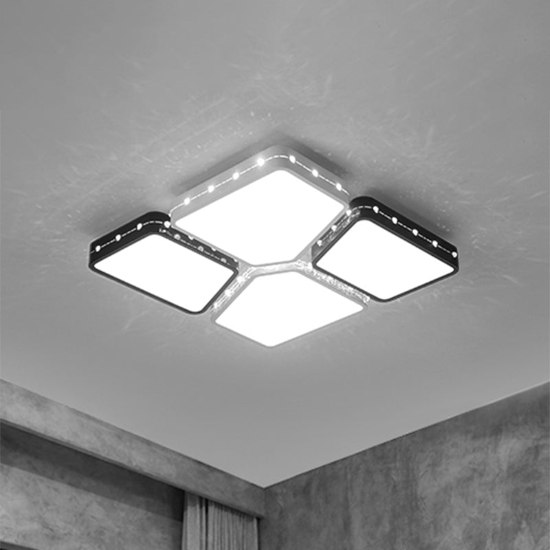 Modernist Style Acrylic Flush Mount Bedroom Lighting - 19.5"/23.5" Square LED Ceiling Light in White, Warm/White Light