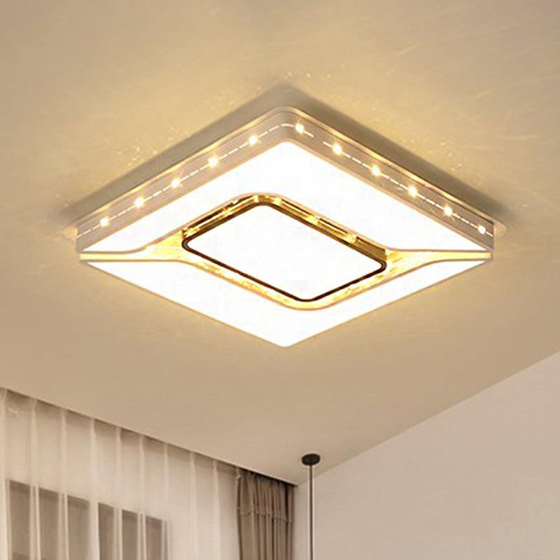 LED Bedroom Ceiling Light with Acrylic Shade - White Flush Mount in White/Warm Light (19.5"/23.5" W)