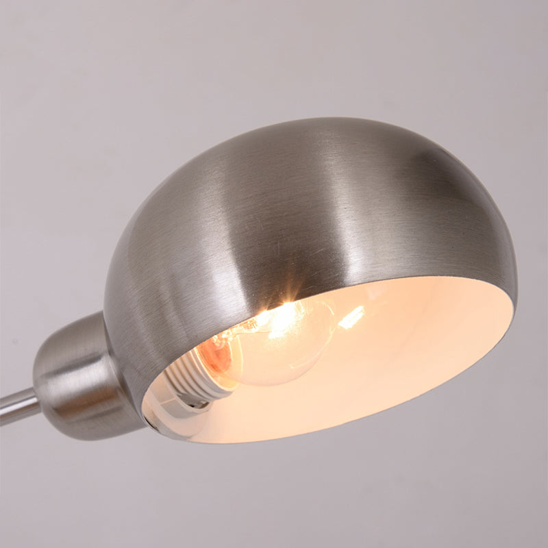 Contemporary Floor Reading Lamp: Metal Tree-Like Silver Stand With 3-Bulb Light & Semi-Orb Shade