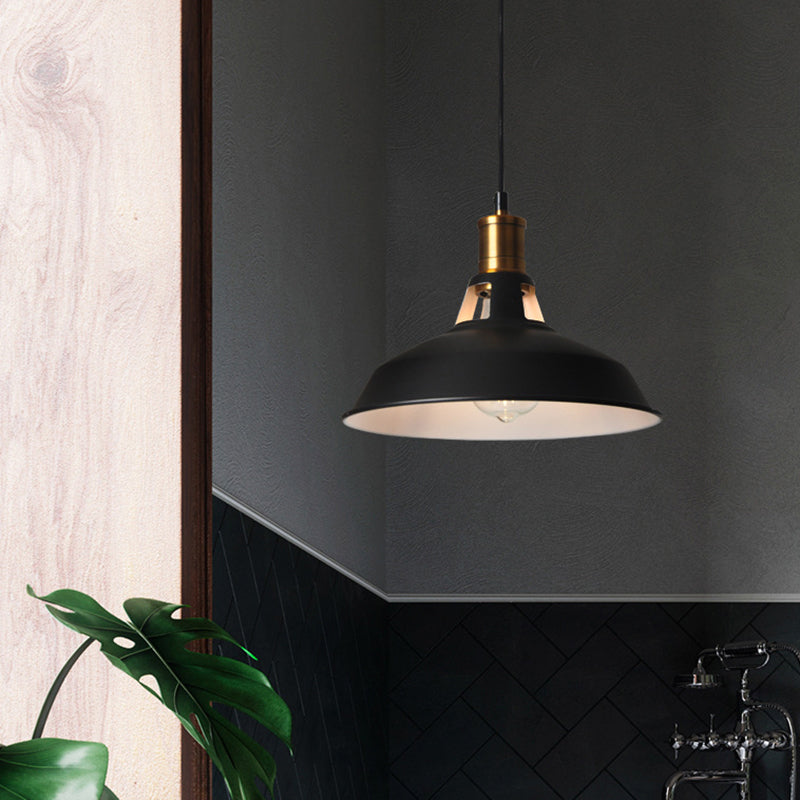 Iron Hanging Pendant Light Fixture For Restaurants - Single Ceiling Pot Cover Lamp