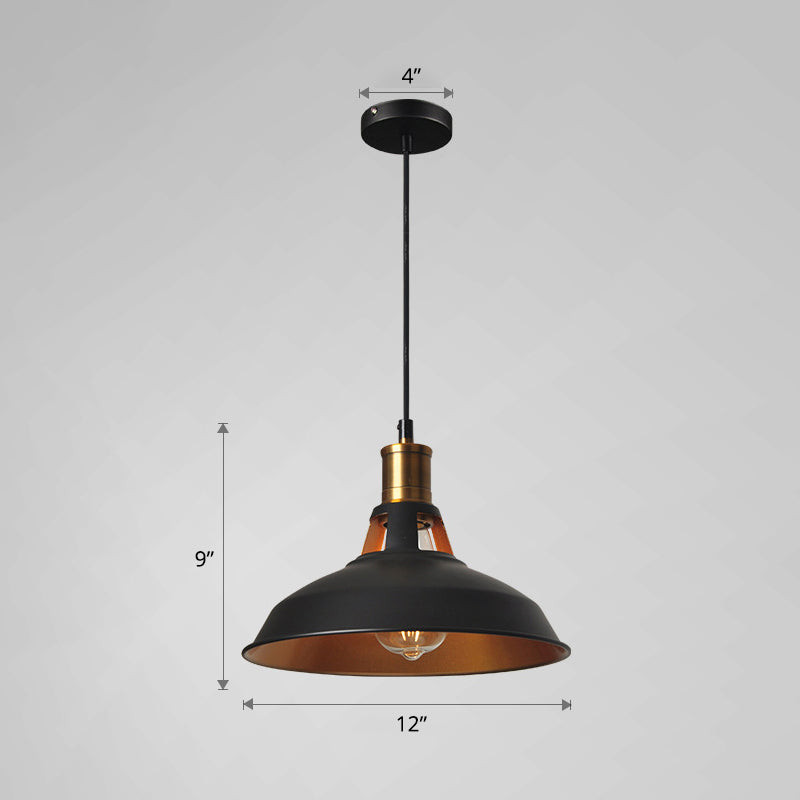 Iron Hanging Pendant Light Fixture For Restaurants - Single Ceiling Pot Cover Lamp