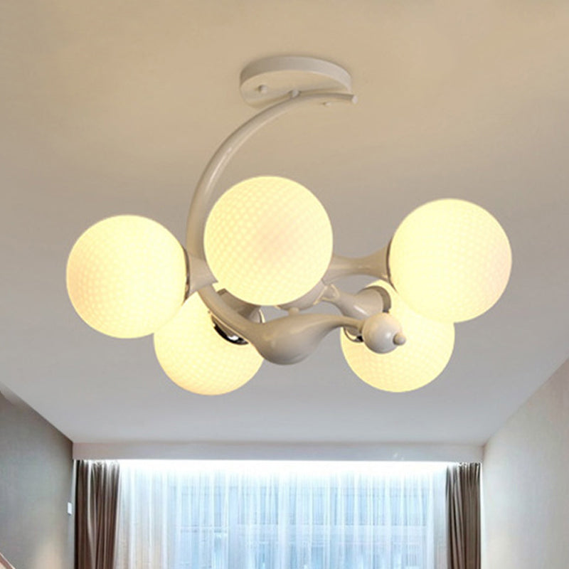 Plafonnier semi-encastré moderne en forme de boule de verre blanche Sputnik pour chambre à coucher